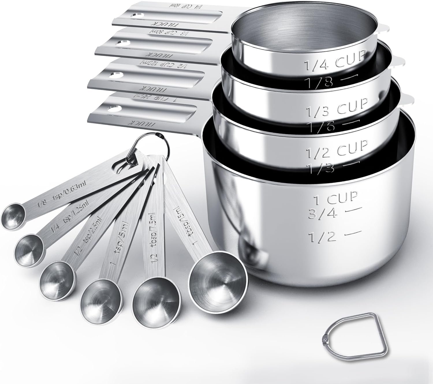 TILUCK Stainless Steel Measuring Cups & Spoons Set, 10-Piece product photo