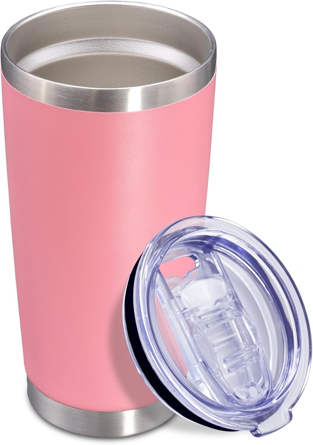 20oz Insulated Travel Tumbler with Lid, Double Wall Stainless Steel (Pink) product photo