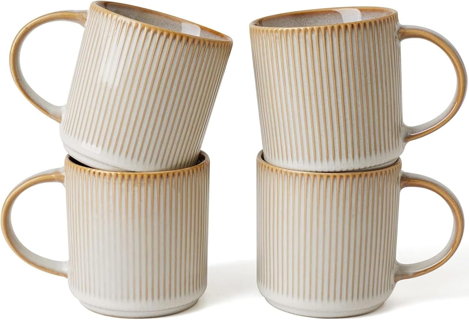 famiware Star Ceramic Coffee Mug Set of 4, 12oz Stoneware Mugs with Handle product photo