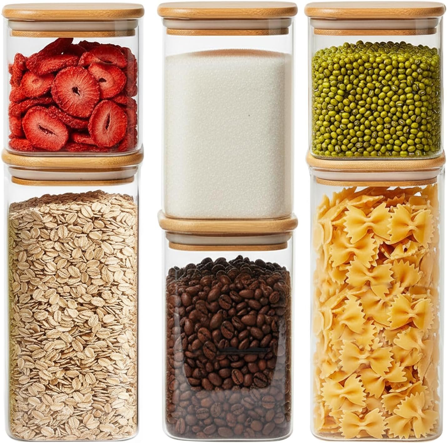 ComSaf Airtight Glass Storage Canisters with Lids (Set of 6) product photo