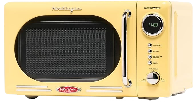 Nostalgia Retro Compact Countertop Microwave in yellow