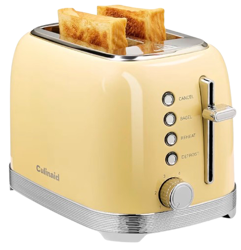 Culinaid Retro 2-Slice Toaster in pastel yellow