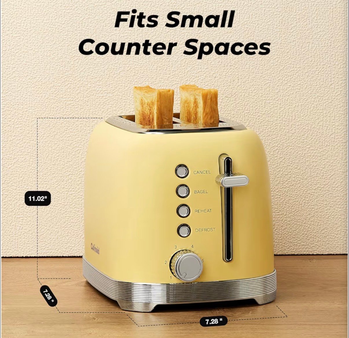 Retro toaster and microwave combo in a compact kitchen setup